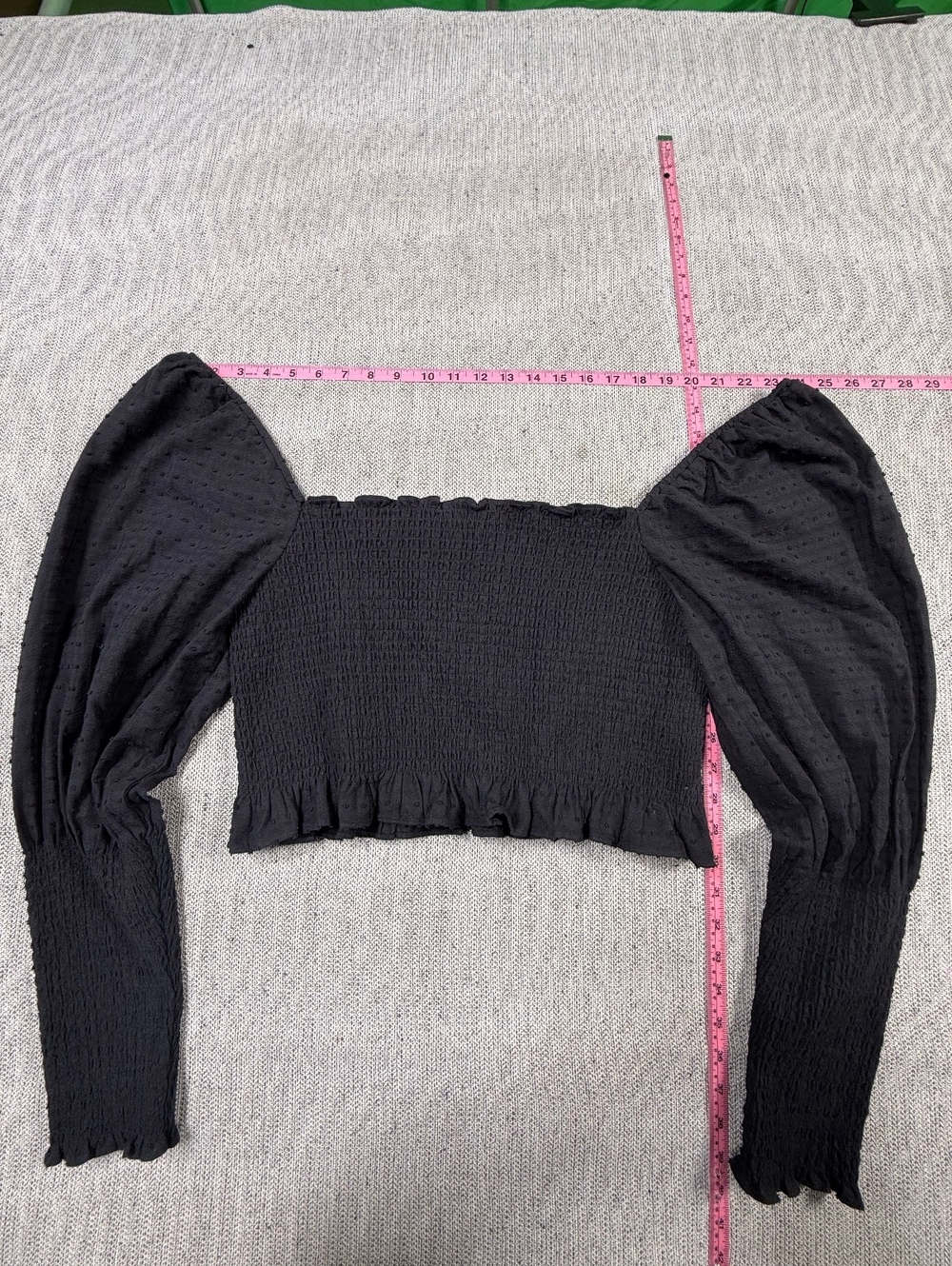 Hill House Black Puff Sleeve Smocked Crop Top XXL